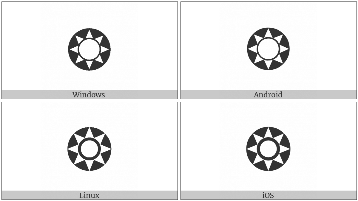 Circled Open Centre Eight Pointed Star on various operating systems