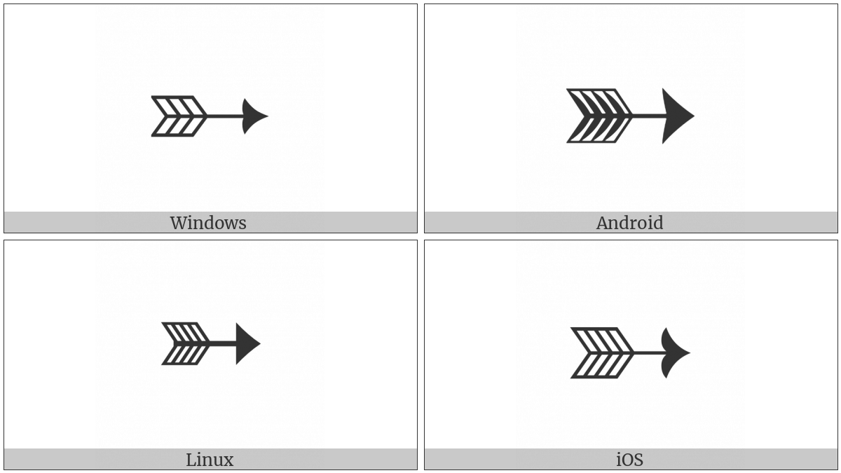 White-Feathered Rightwards Arrow on various operating systems