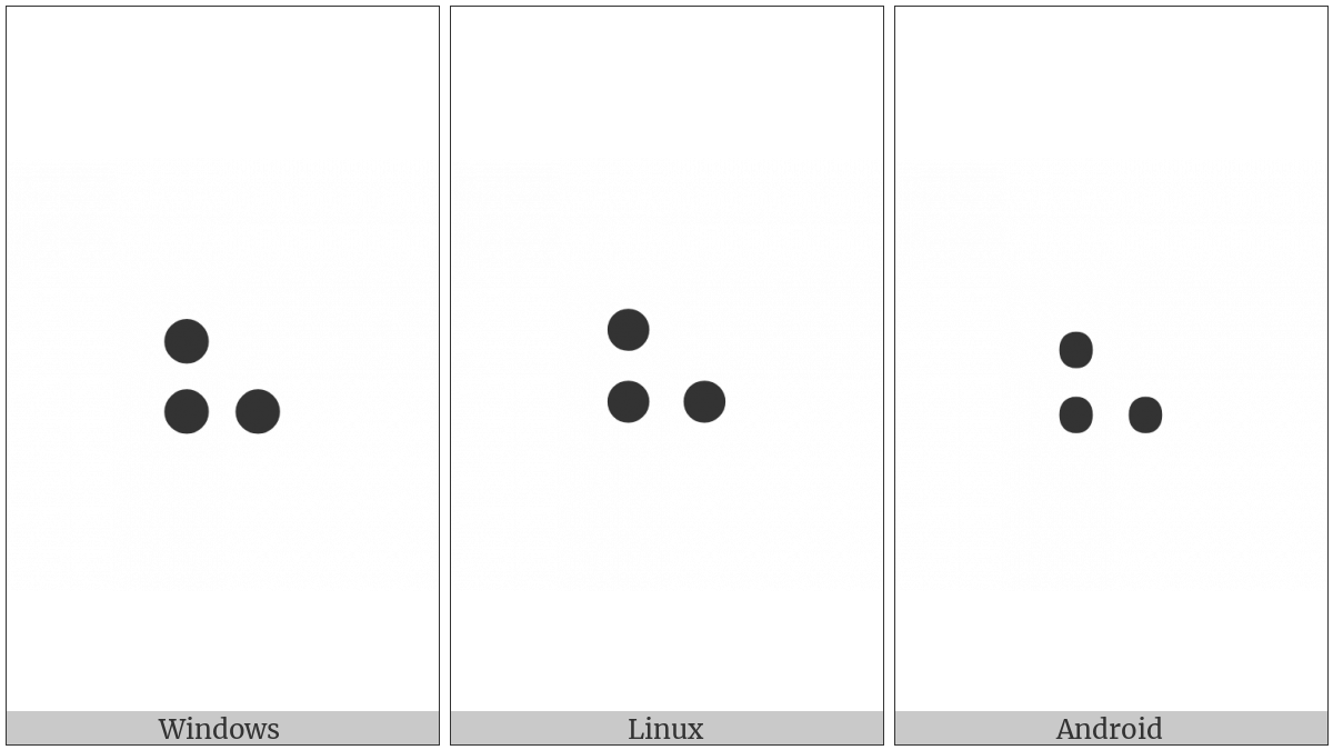 Braille Pattern Dots-236 on various operating systems