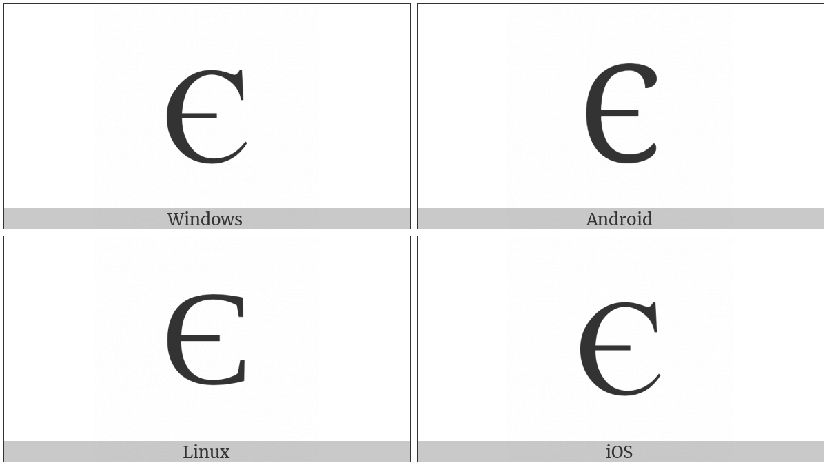 Cyrillic Capital Letter Ukrainian Ie on various operating systems