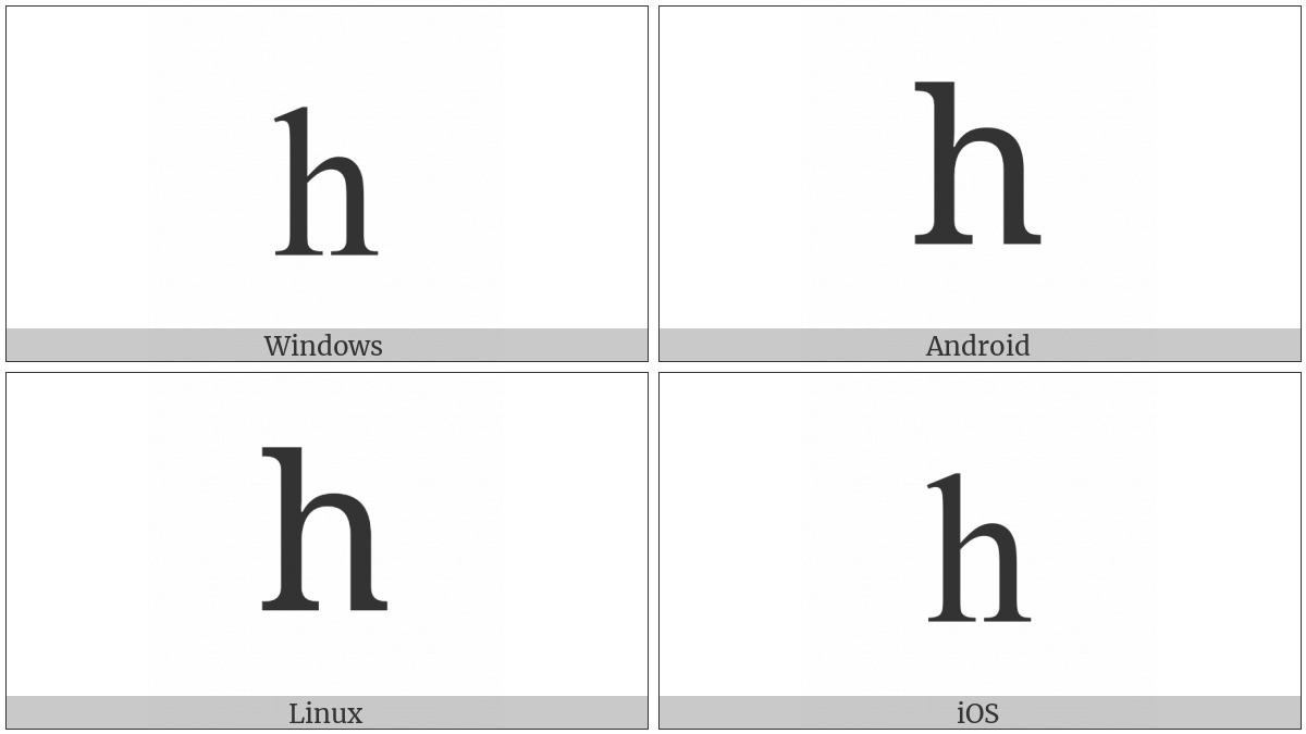 Latin Small Letter H on various operating systems