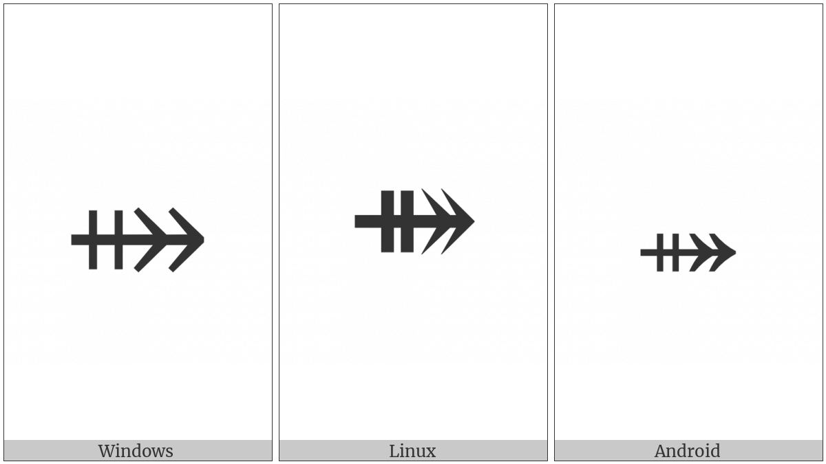 Rightwards Two-Headed Arrow With Double Vertical Stroke on various operating systems