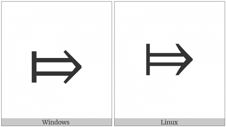 Rightwards Double Arrow From Bar on various operating systems