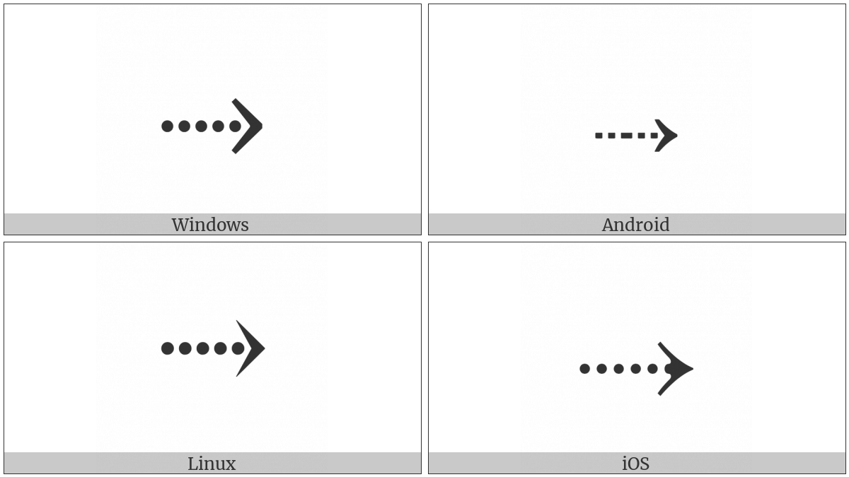 Rightwards Arrow With Dotted Stem on various operating systems