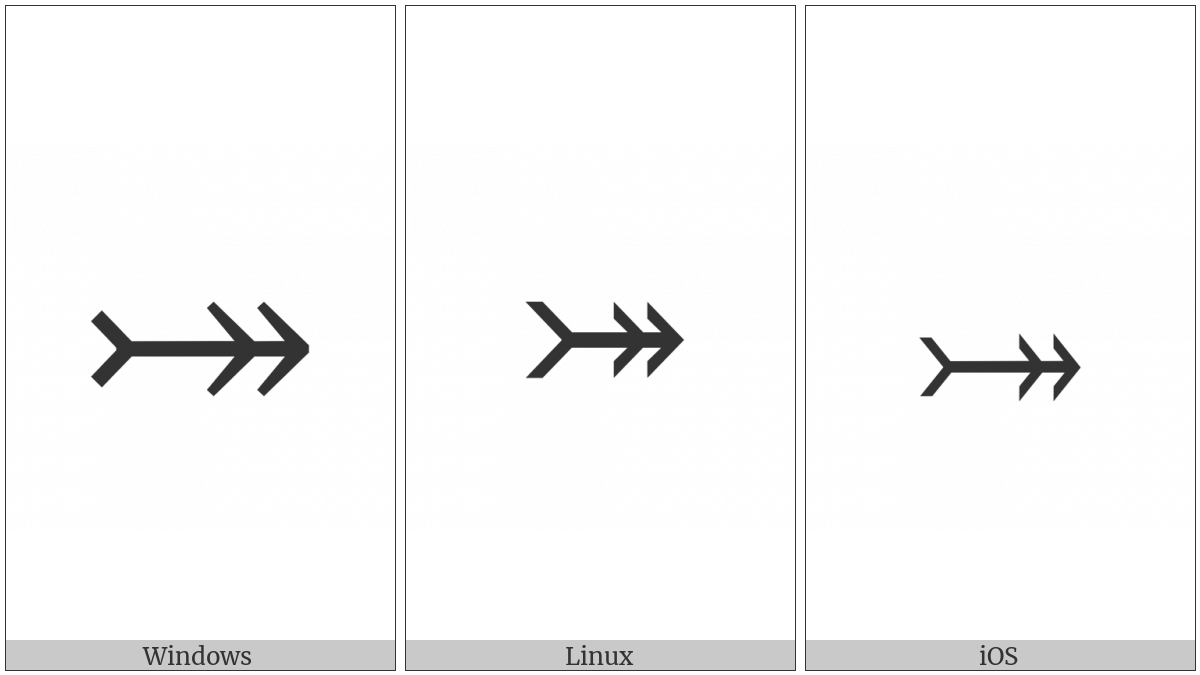 Rightwards Two-Headed Arrow With Tail on various operating systems