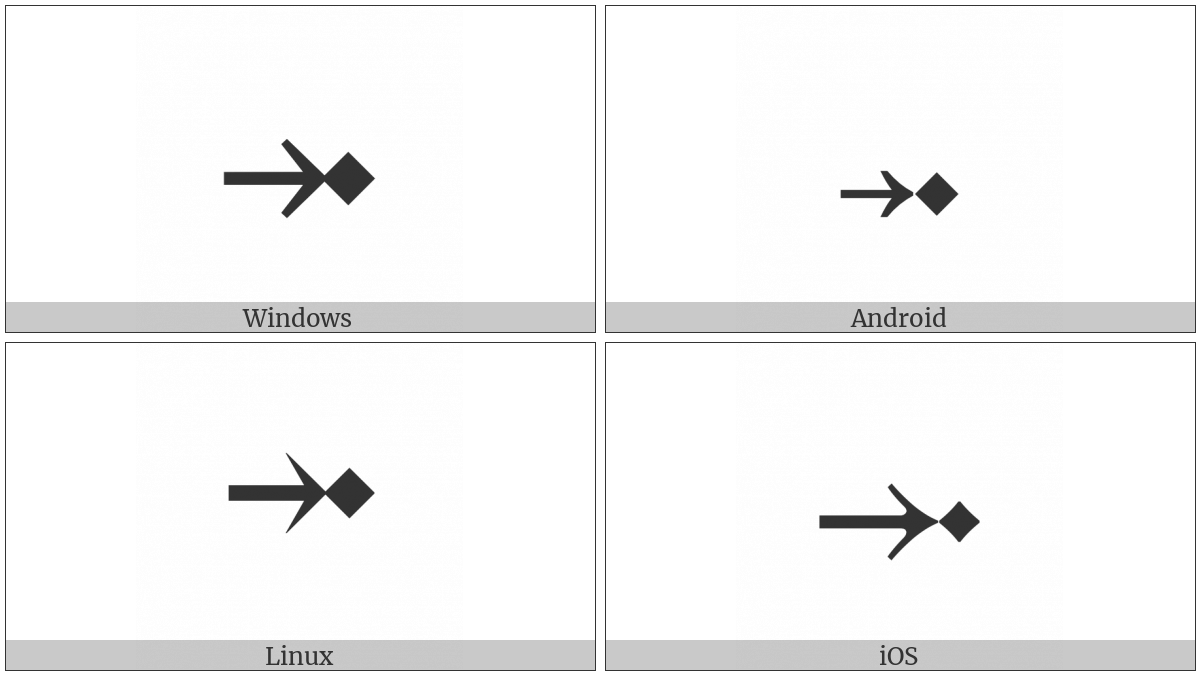 Rightwards Arrow To Black Diamond on various operating systems