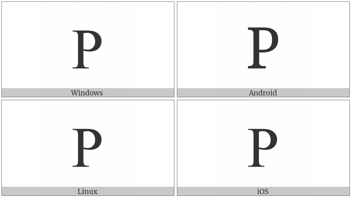 Cyrillic Capital Letter Er on various operating systems