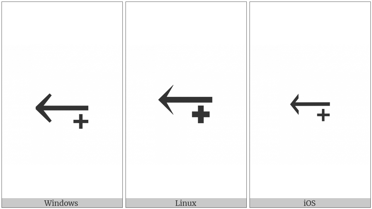 Leftwards Arrow With Plus Below on various operating systems