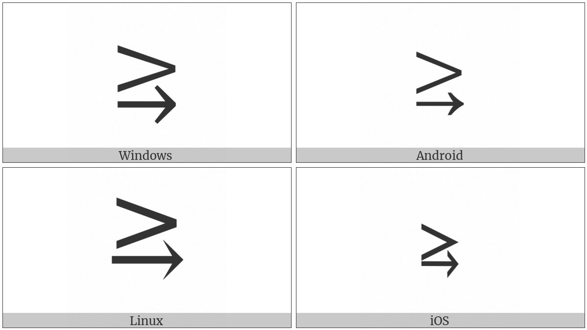 Greater-Than Above Rightwards Arrow on various operating systems