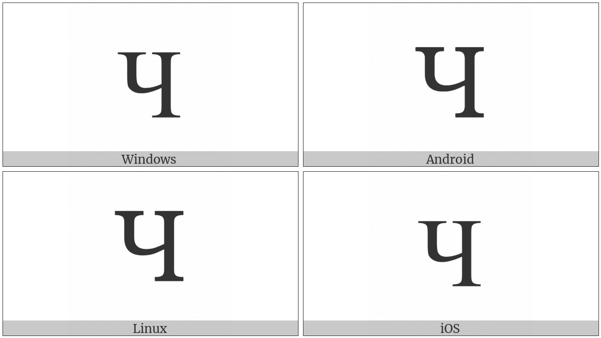 Cyrillic Capital Letter Che on various operating systems