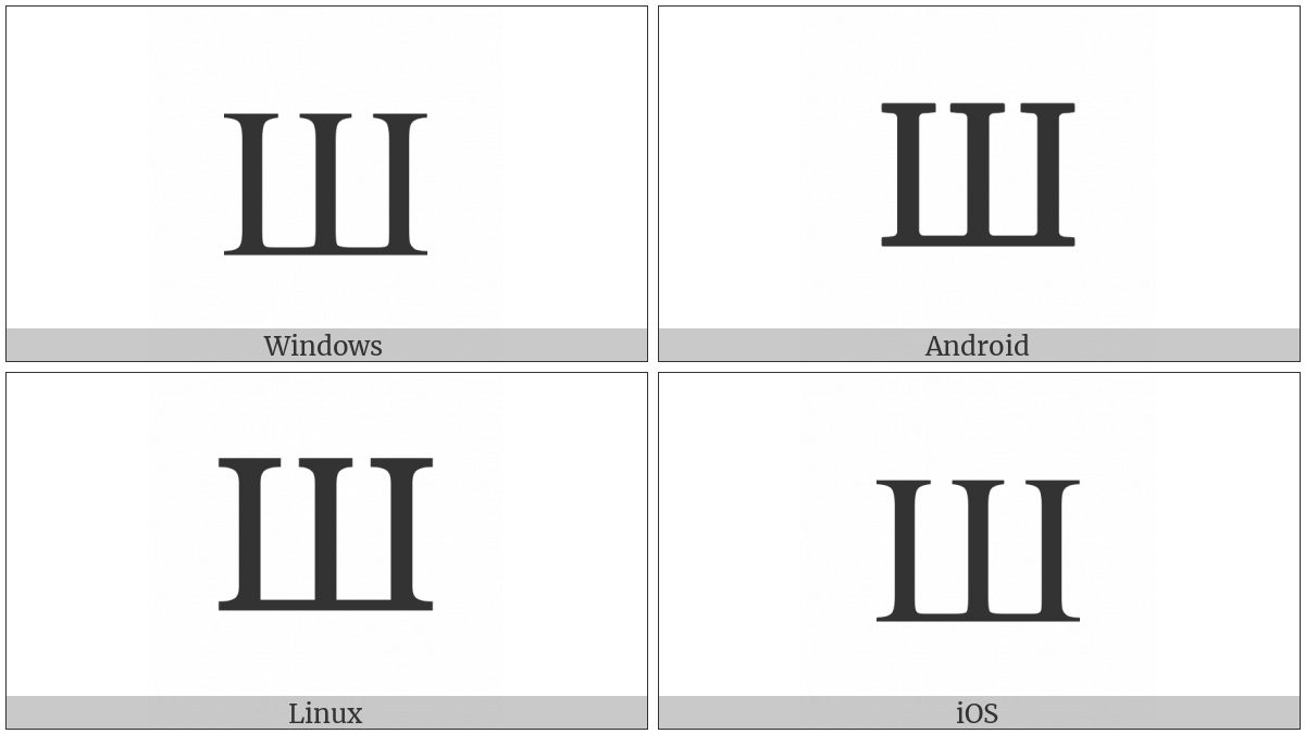 Cyrillic Capital Letter Sha on various operating systems