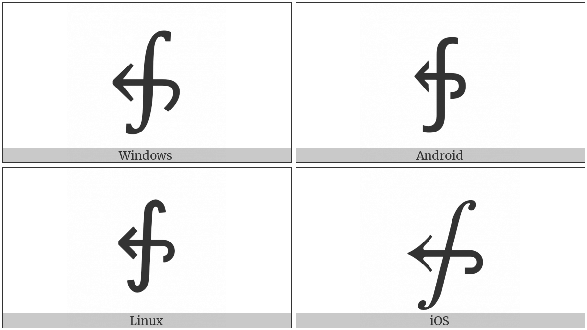Integral With Leftwards Arrow With Hook on various operating systems