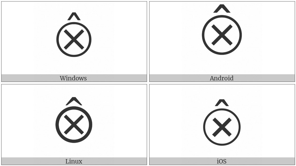 Circled Multiplication Sign With Circumflex Accent on various operating systems