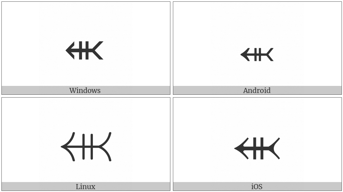 Leftwards Arrow With Tail With Double Vertical Stroke on various operating systems