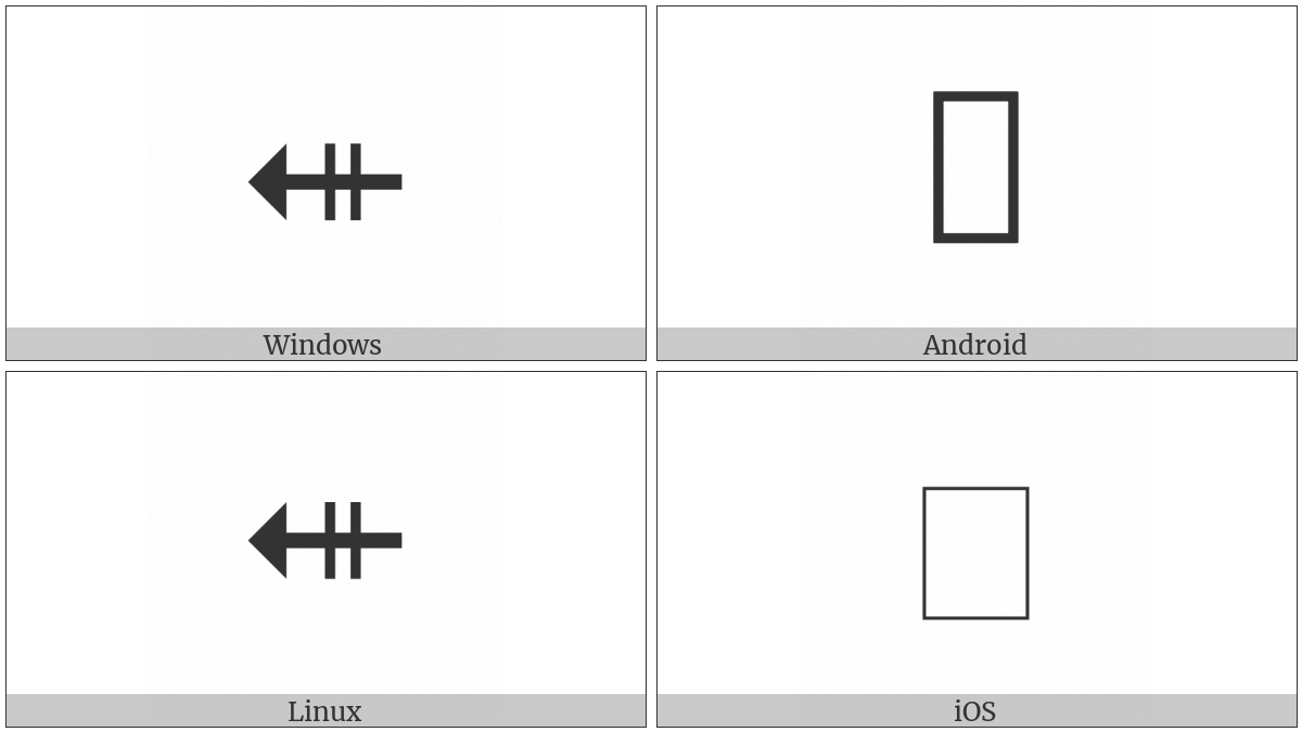Leftwards Triangle-Headed Arrow With Double Horizontal Stroke on various operating systems