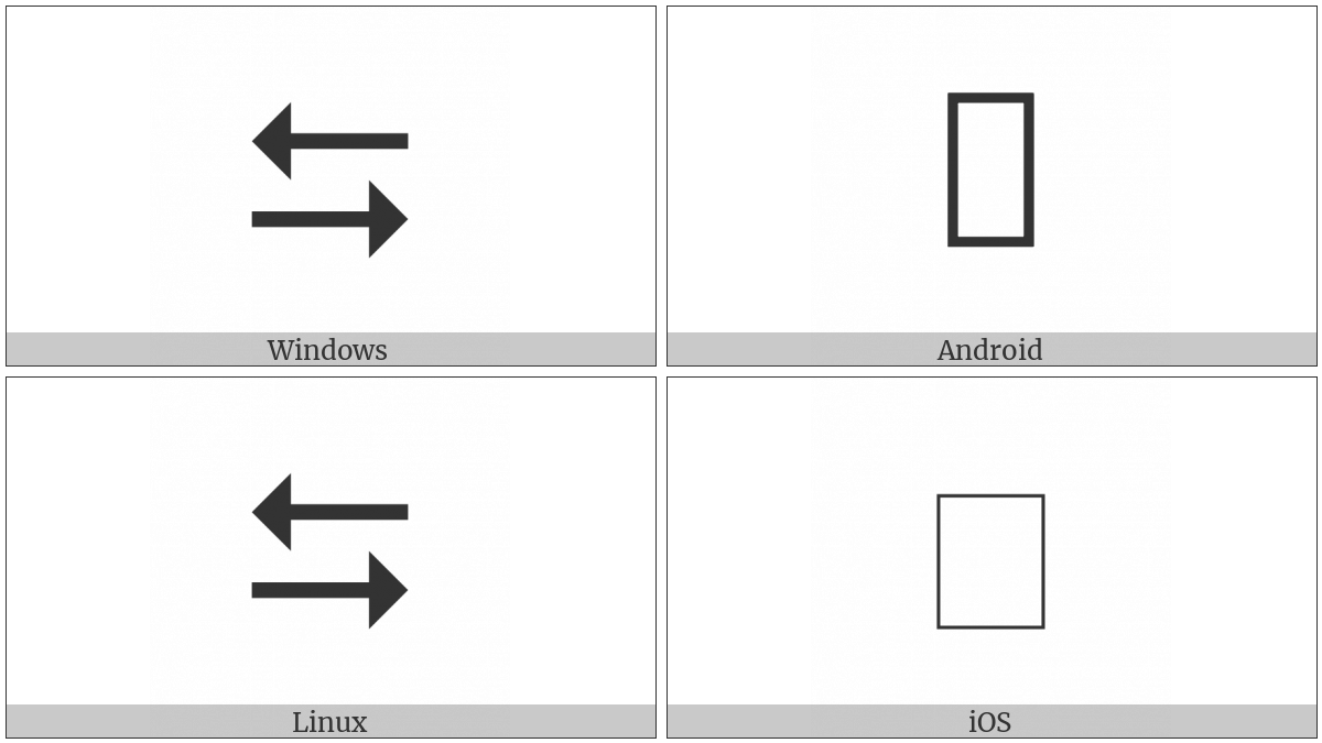 Leftwards Triangle-Headed Arrow Over Rightwards Triangle-Headed Arrow on various operating systems