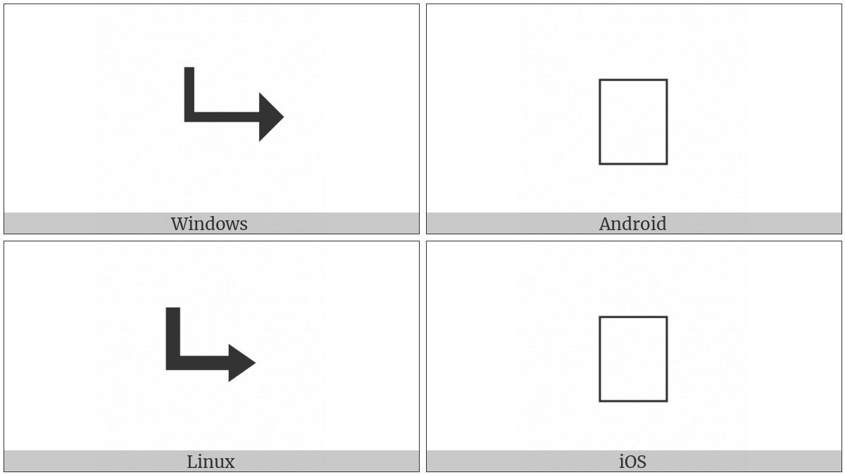 Downwards Triangle-Headed Arrow With Long Tip Rightwards on various operating systems
