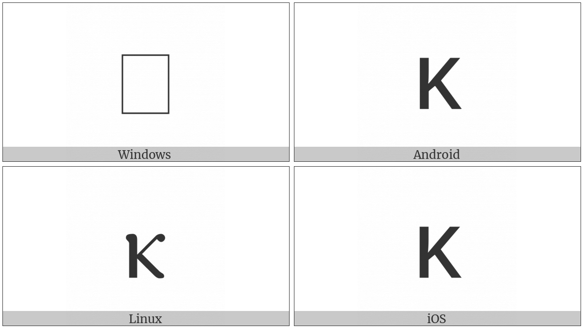 Coptic Small Letter Kapa on various operating systems