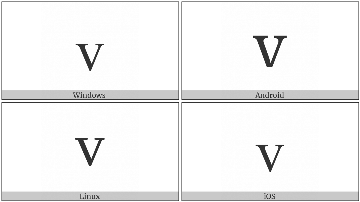 Latin Small Letter V on various operating systems