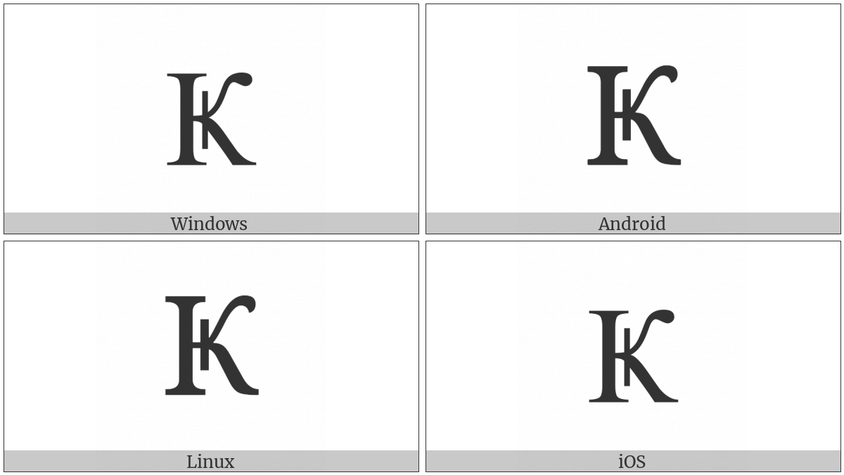 Cyrillic Capital Letter Ka With Vertical Stroke on various operating systems