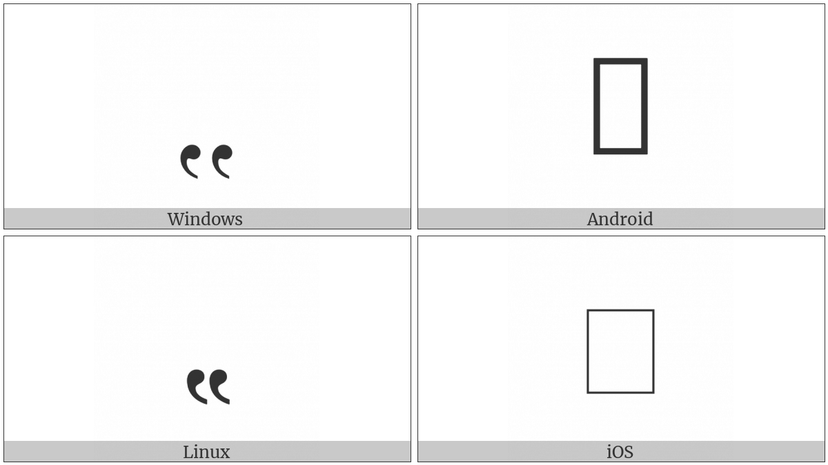 Double Low-Reversed-9 Quotation Mark on various operating systems