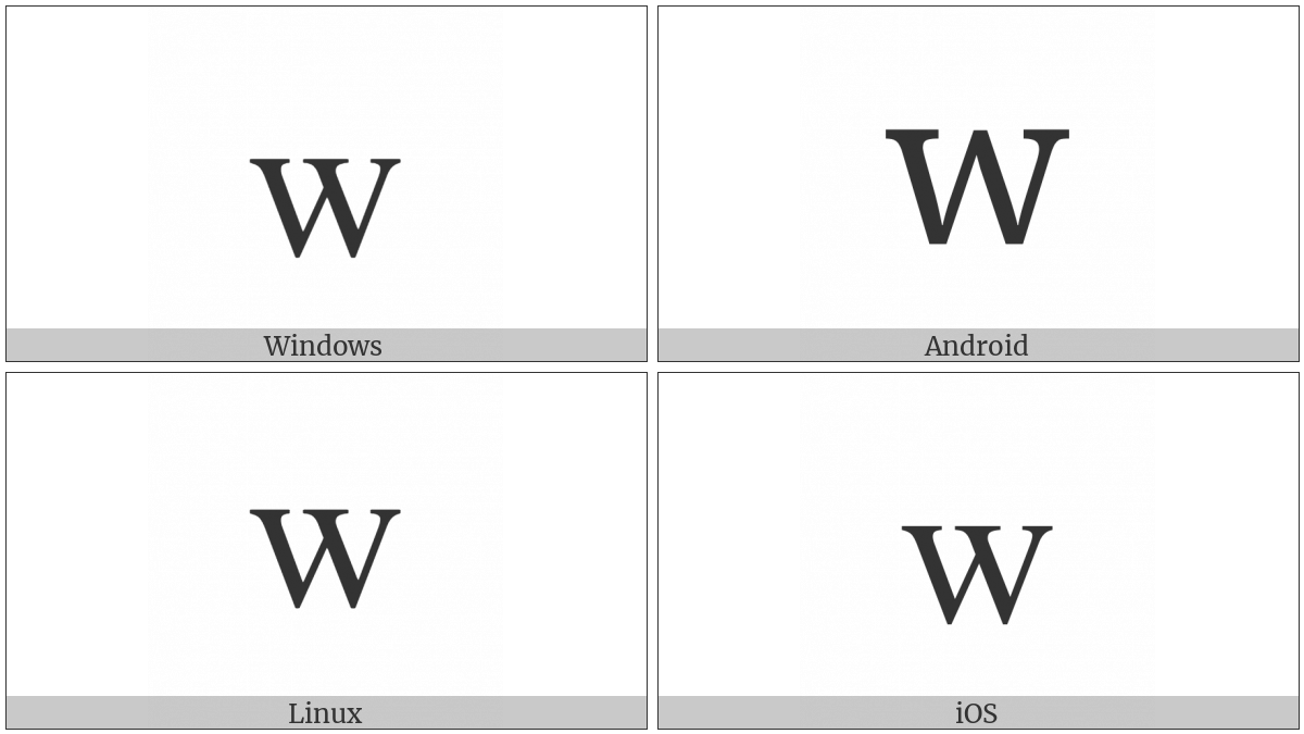 Latin Small Letter W on various operating systems