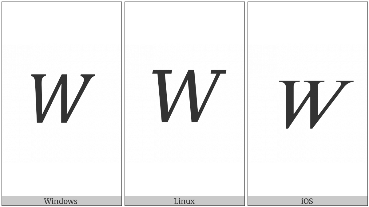 Mathematical Italic Capital W on various operating systems