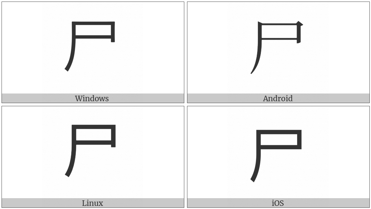 Kangxi Radical Corpse on various operating systems