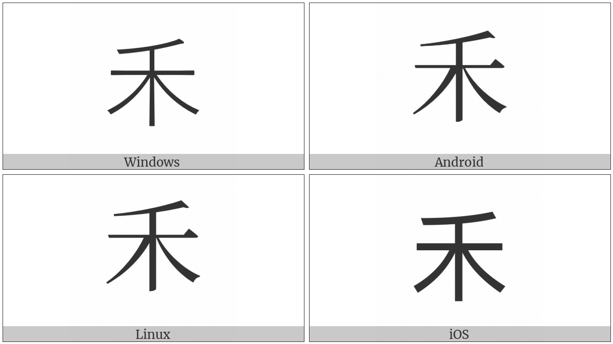 Kangxi Radical Grain on various operating systems