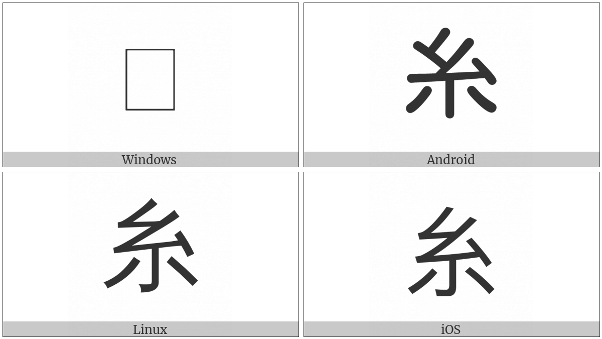 Kangxi Radical Silk on various operating systems