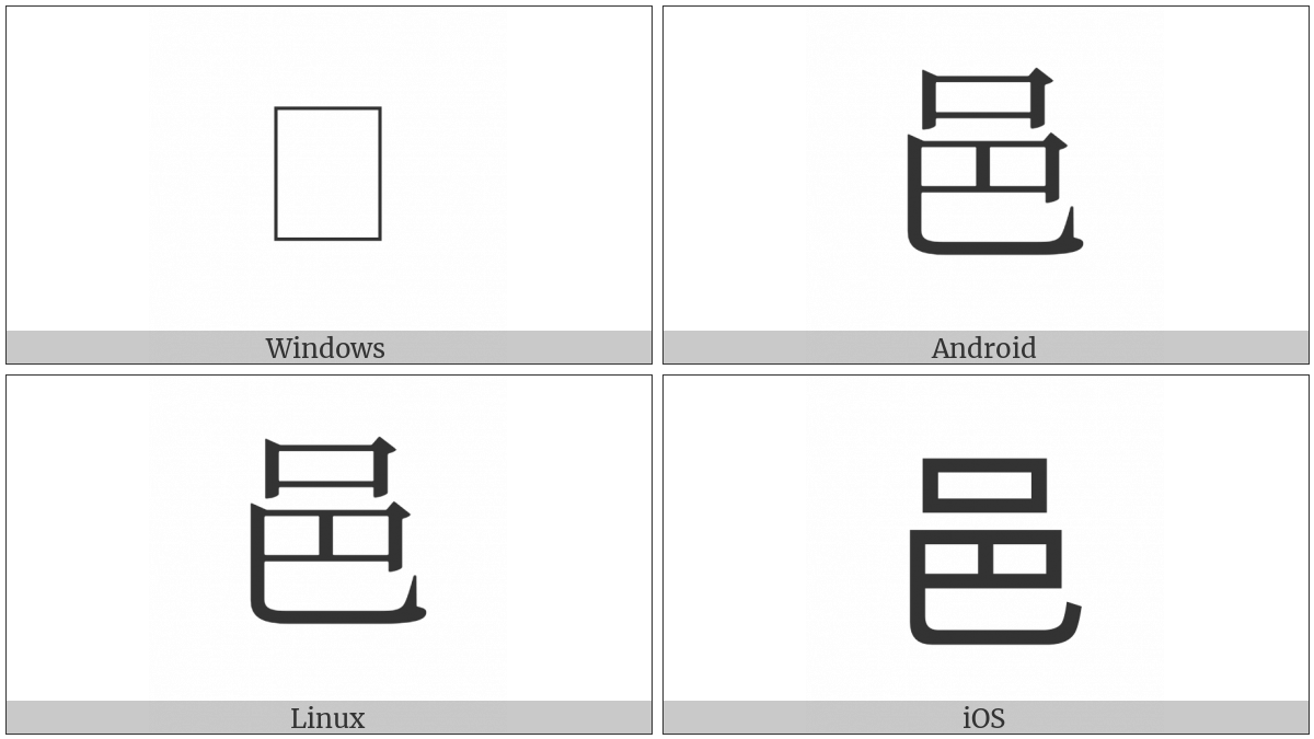 Kangxi Radical City on various operating systems