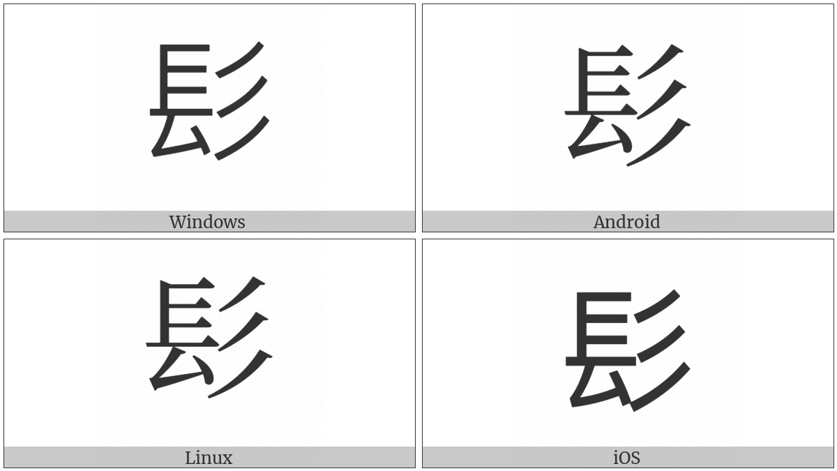 Kangxi Radical Hair on various operating systems