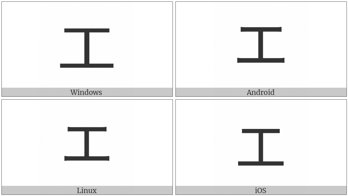 Katakana Letter E on various operating systems