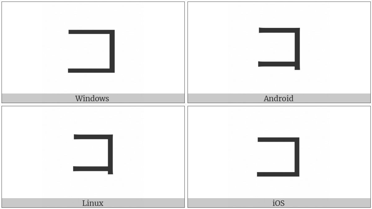 Katakana Letter Ko on various operating systems