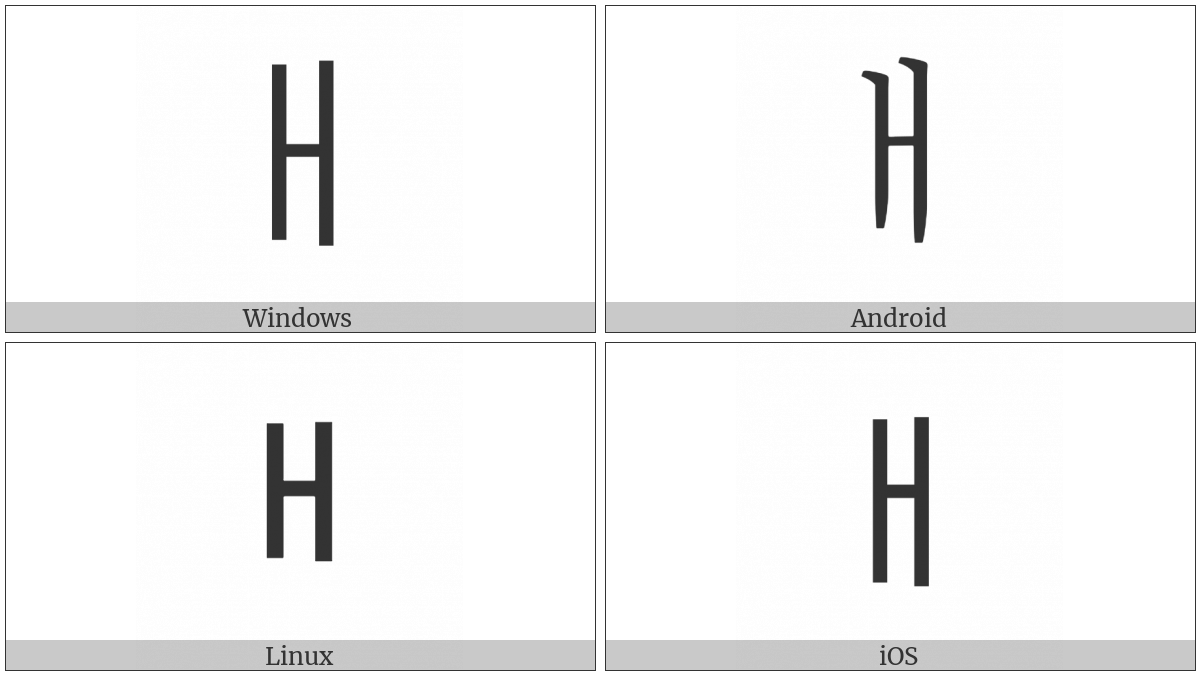 Hangul Letter Ae on various operating systems