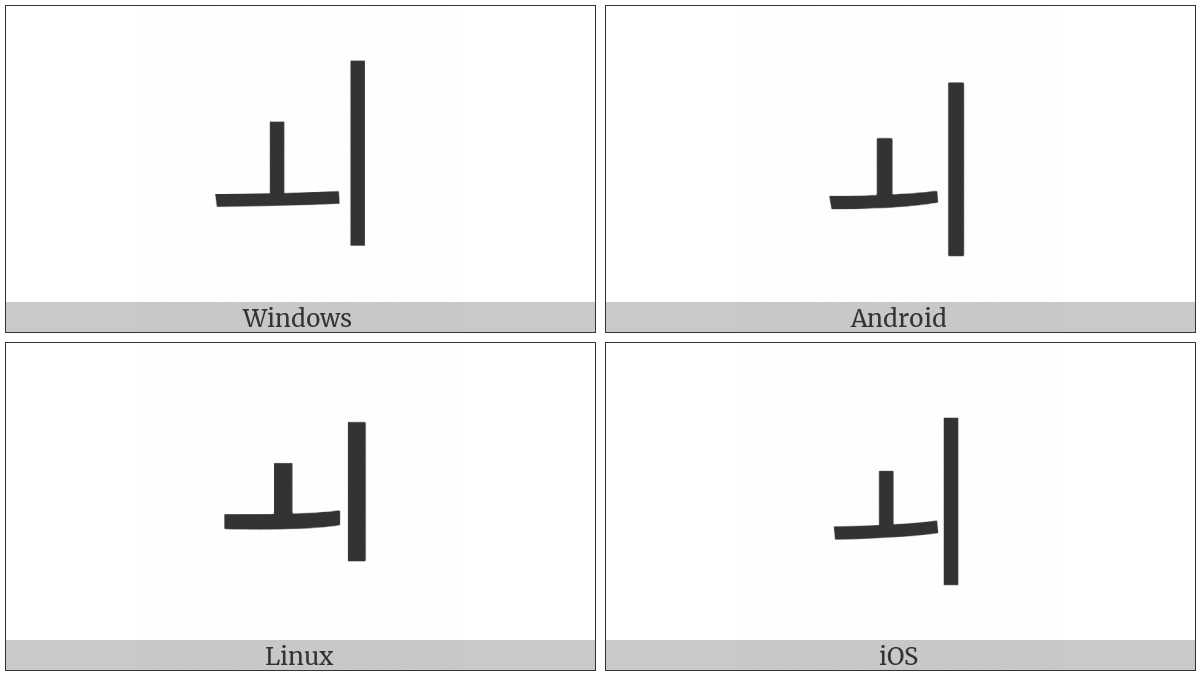 Hangul Letter Oe on various operating systems