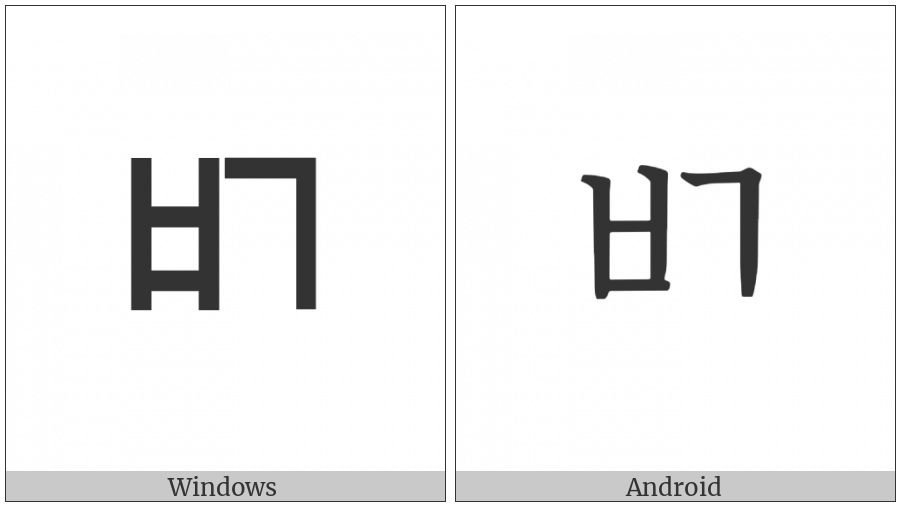 Hangul Letter Pieup-Kiyeok on various operating systems