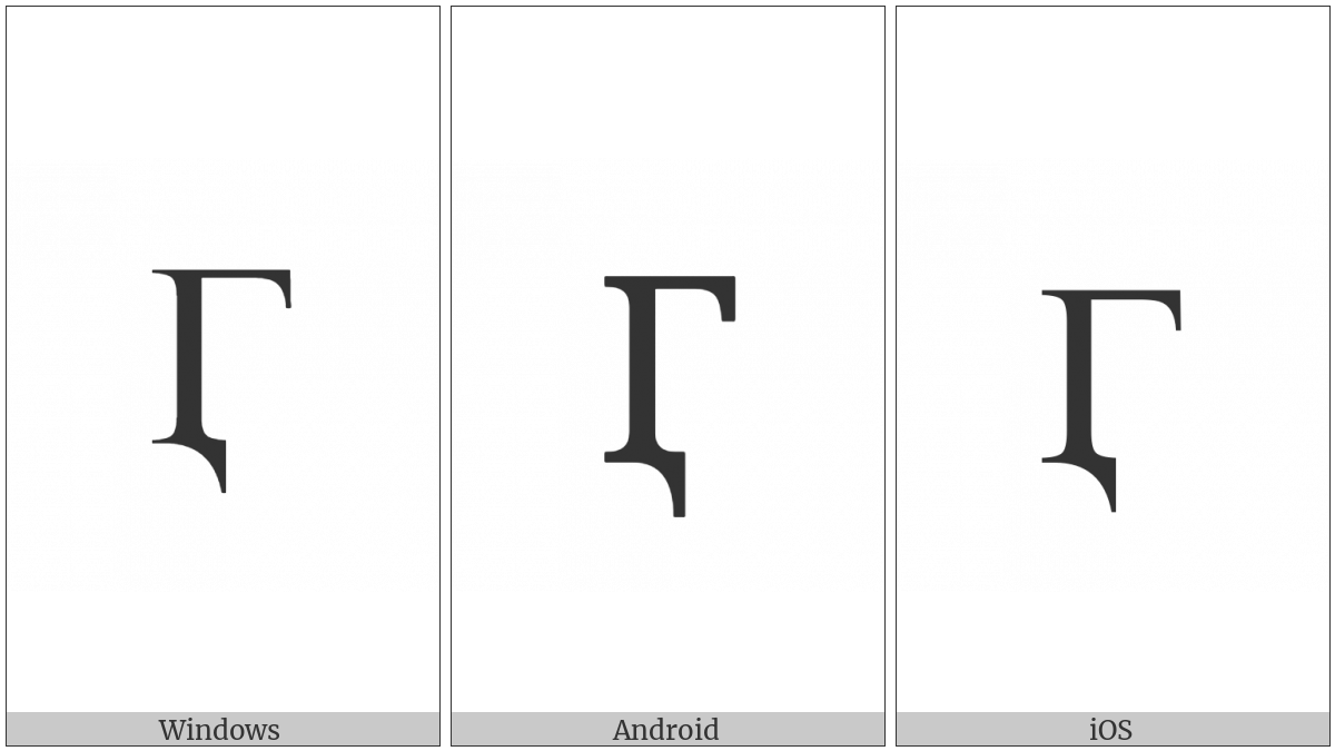 Cyrillic Capital Letter Ghe With Descender on various operating systems