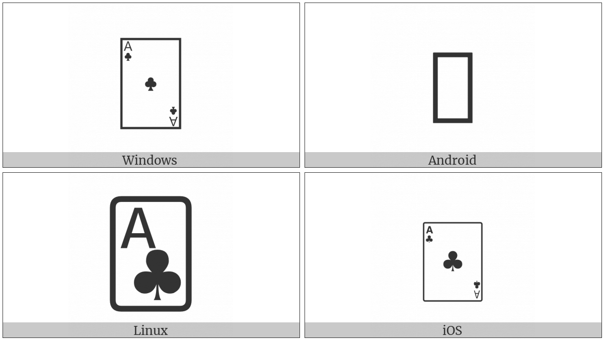 Playing Card Ace Of Clubs on various operating systems