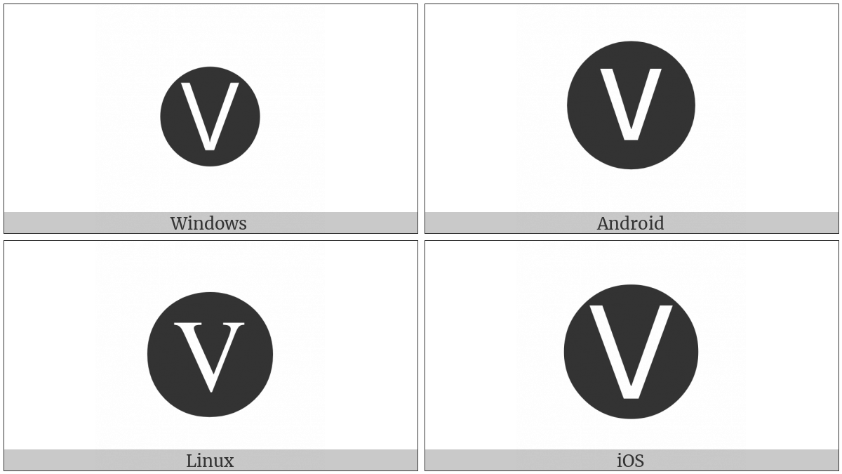Negative Circled Latin Capital Letter V on various operating systems