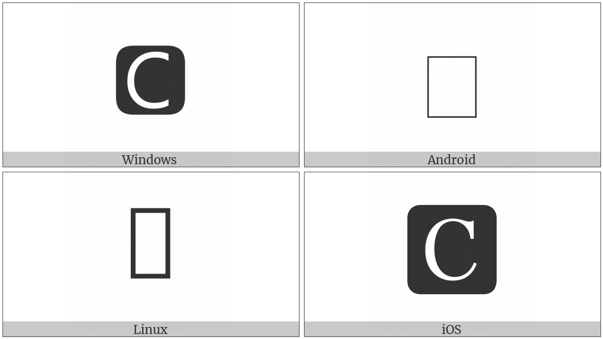Negative Squared Latin Capital Letter C on various operating systems