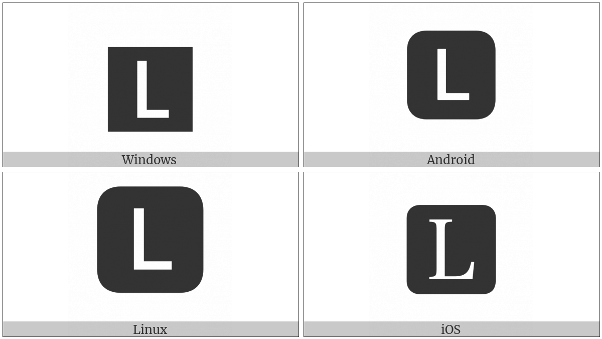 Negative Squared Latin Capital Letter L on various operating systems