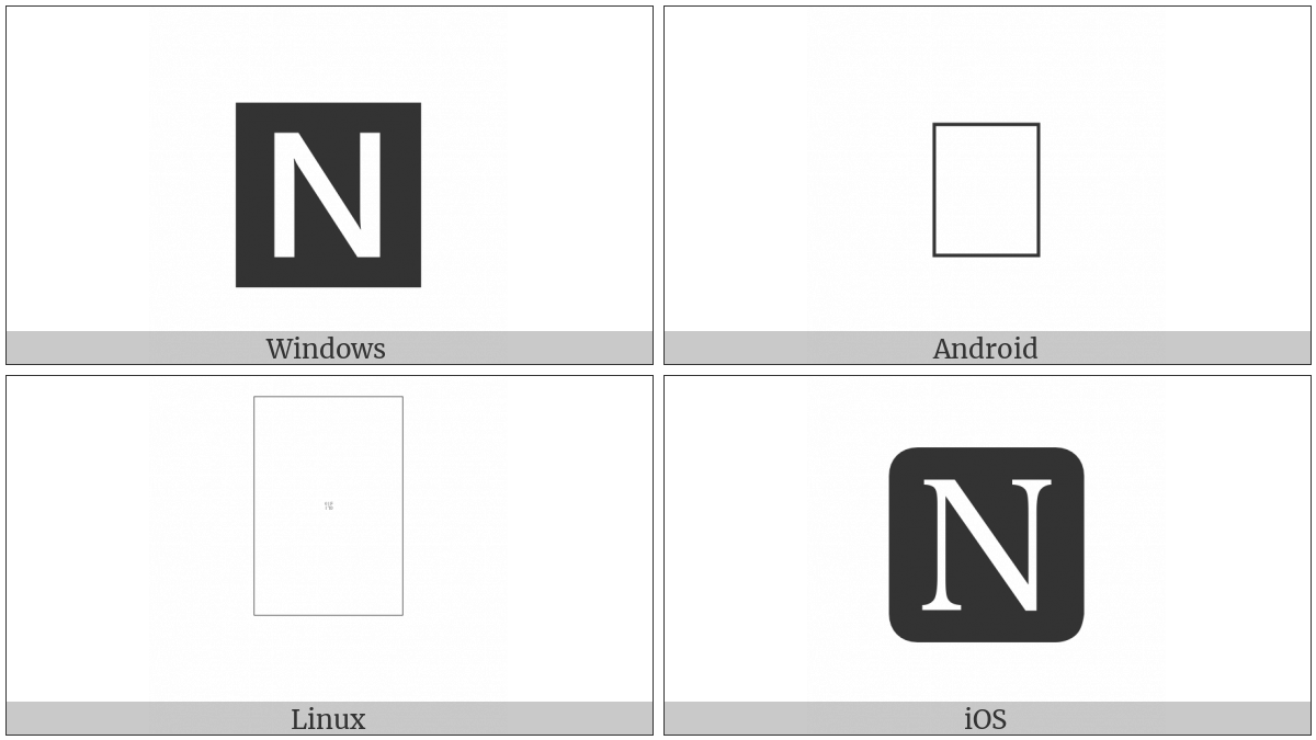 Negative Squared Latin Capital Letter N on various operating systems