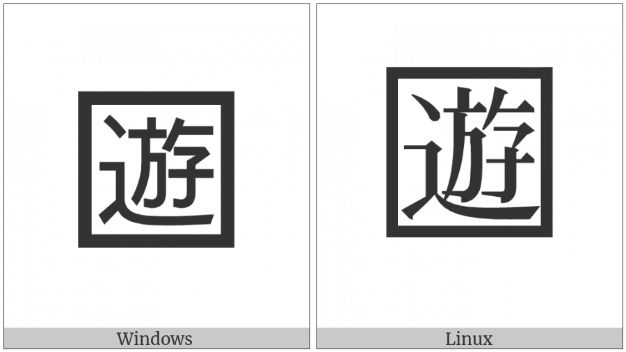 Squared Cjk Unified Ideograph-904A on various operating systems