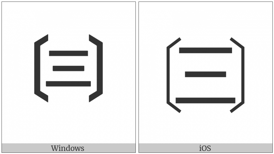 Tortoise Shell Bracketed Cjk Unified Ideograph-4E09 on various operating systems