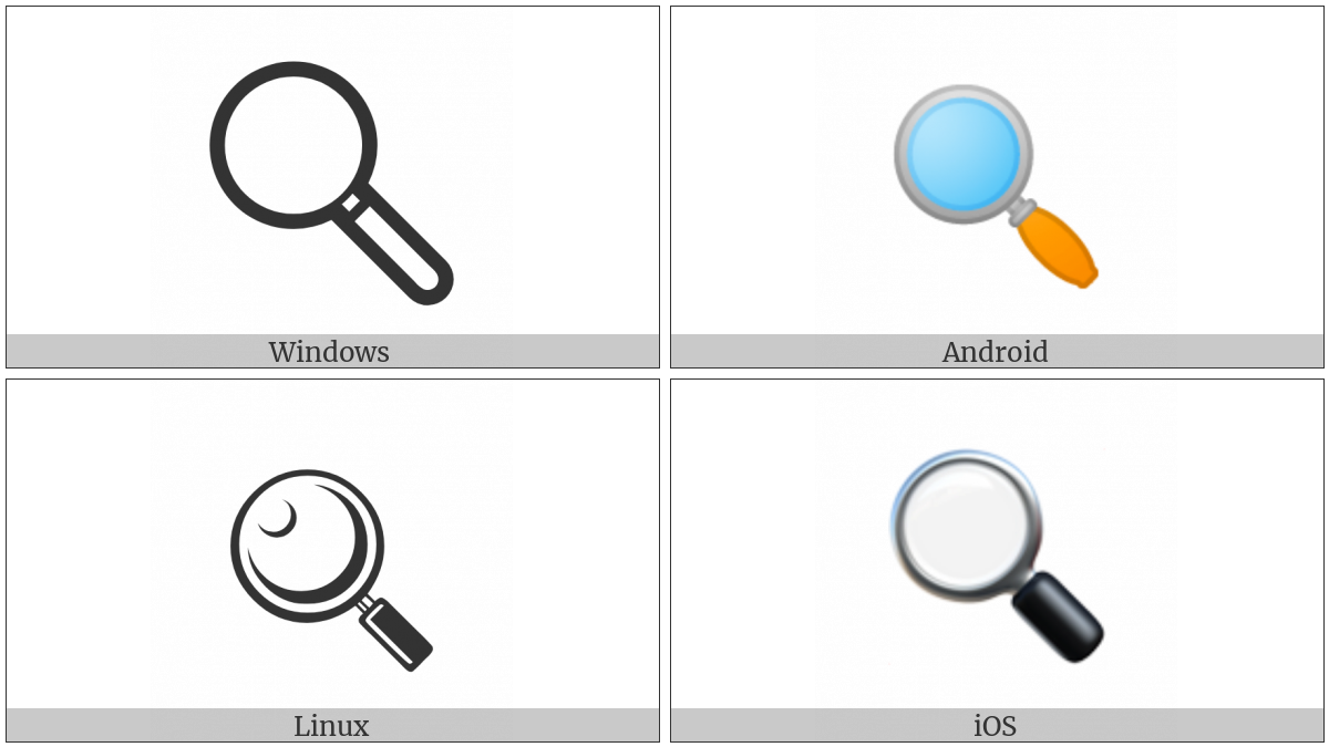 Left-Pointing Magnifying Glass on various operating systems