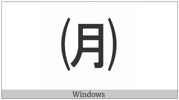 Parenthesized Ideograph Moon on various operating systems