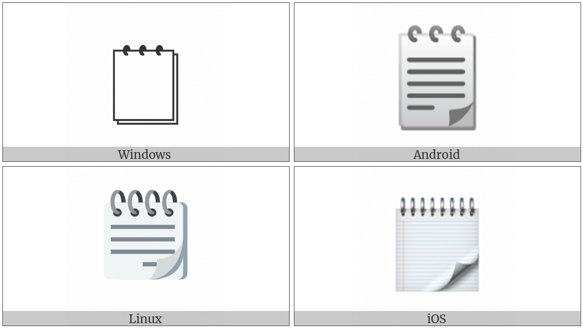 Spiral Note Pad on various operating systems