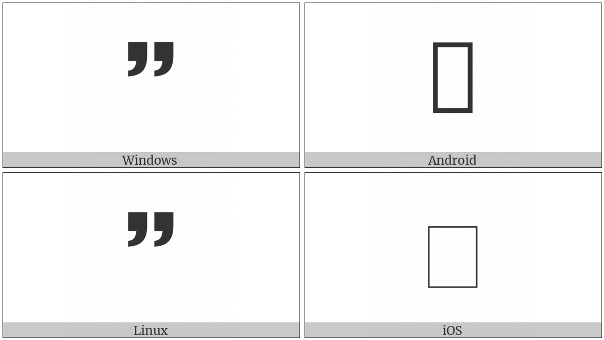 Sans-Serif Heavy Double Comma Quotation Mark Ornament on various operating systems