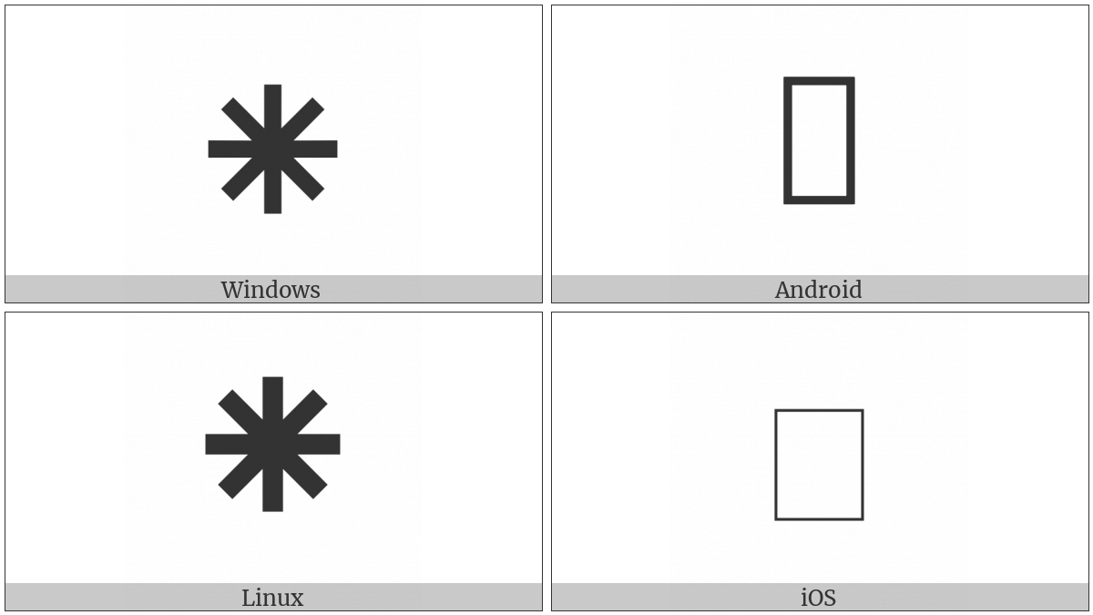 Bold Eight Spoked Asterisk on various operating systems